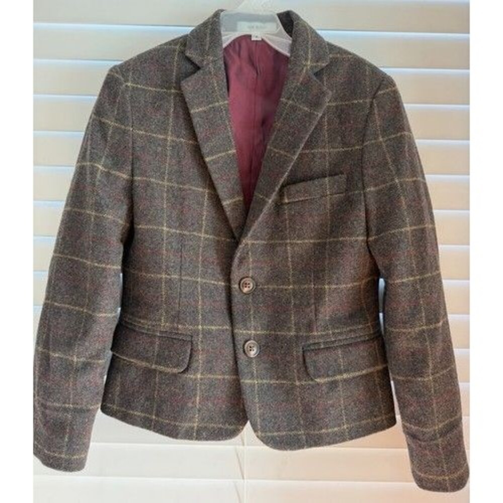 Class Club Boys Plaid Wool Blazer 8 Brown Fall Winter Holiday Pictures Tweed